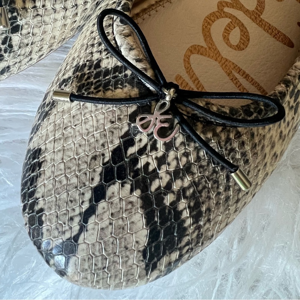 Sam Edelman Snake Print Ballet Flats in Black and Cream